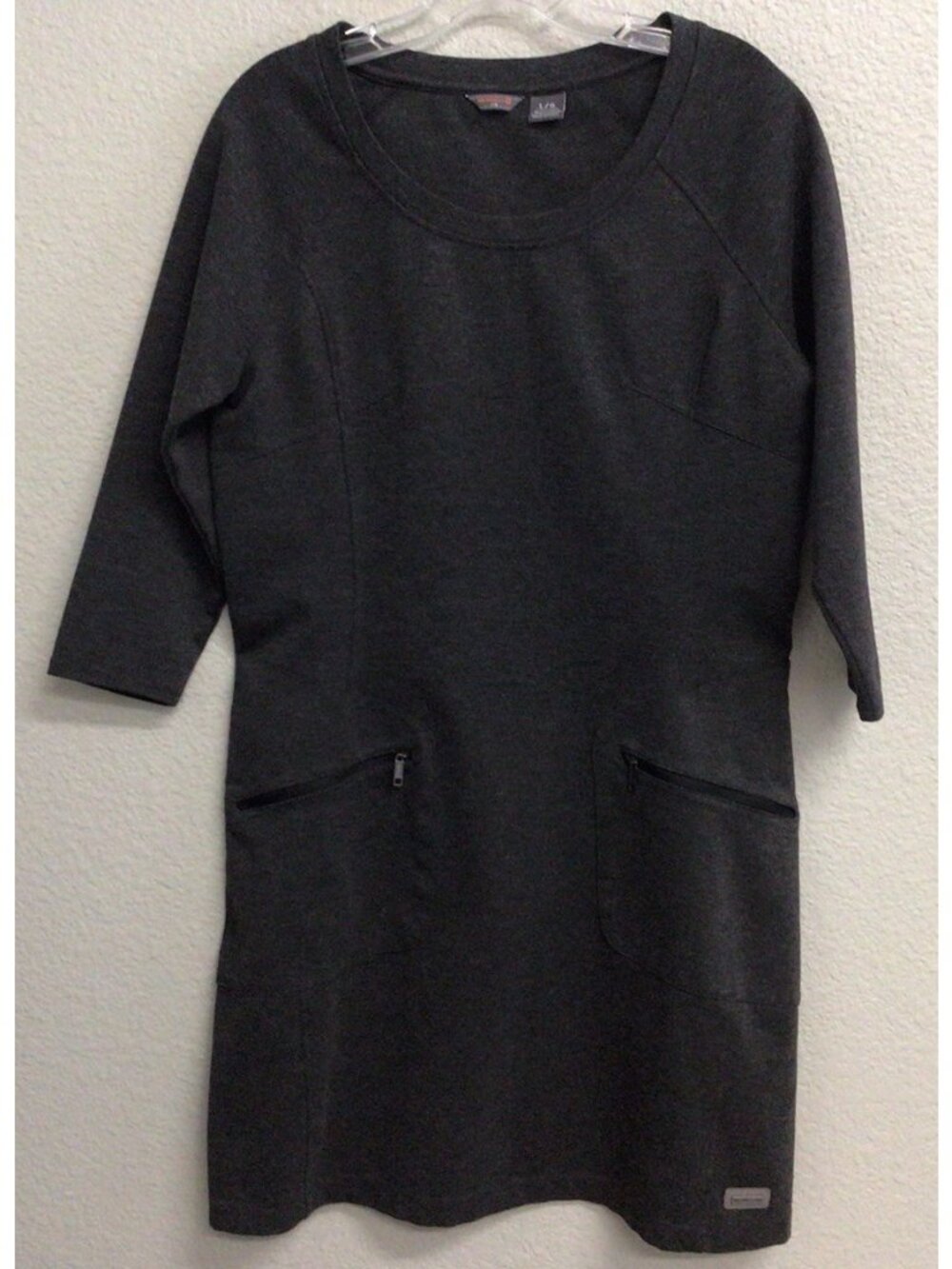 Merrell Solid Gray Dress 3/4 Sleeve Women’s Size Large Stretch Zipper Pocket